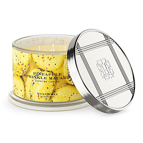 Premium Scented 4-Wick Candle, Pineapple Sprinkle Macaroon, Homeworx By Slatkin & Co - 18 Oz - Long-Lasting Jar Candle, 30-55 Hours Burn Time - Island Pineapple, Caramel, Vanilla Bean & Baked Macaroon #TOP27