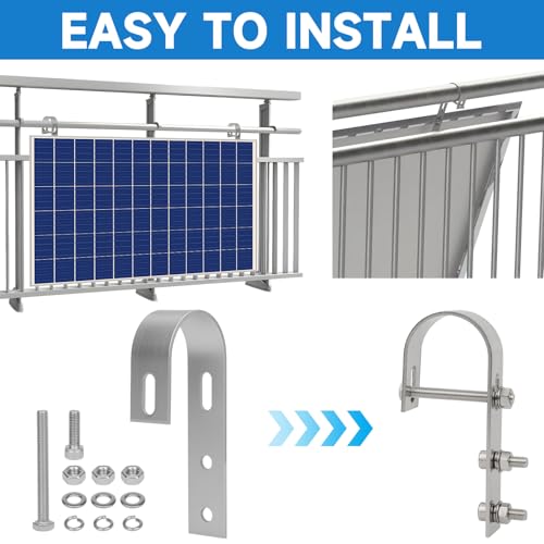 4 Stück Balkonkraftwerk Halterung Haken, Solarmodul Halterung Solarpanel, Universal PV Modul Halterung Haken, Edelstahl Kraftwerk Halterungen Balkon für Befestigung Solarmodul