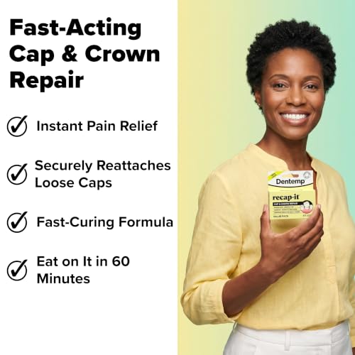 Image of Dentemp Recap-It Cap and Crown Repair Dental Kit - Fast Acting Formula Dental Cement for Loose Caps (Value Pack of 2) - Temporary Cement for Crown and Bridge