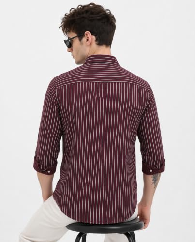 Image of Youth First Men's Cotton Blend Casual Shirt | Regular Fit Solid Full Sleeve Button Down Collared Shirts | Comfortable Formal Office Business Casual for Men