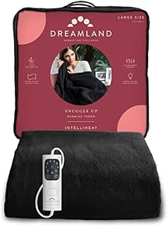 Dreamland Relaxwell Luxury Snuggle Up Warming Electric Throw/ Blanket (Intelliheat+ Fast Heat, 120 x 160 cm, Machine Washable, 6 Temperature Settings, Safety & 1 Detachable control) Grey