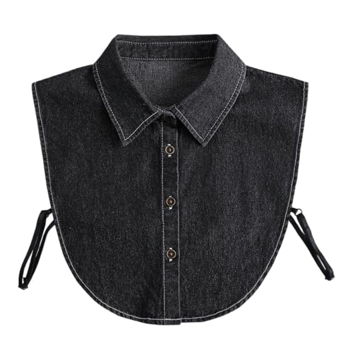 GALPADA Women Denim Fake Collar Half Shirt Detachable Denim Collar for Women Girls (Black)
