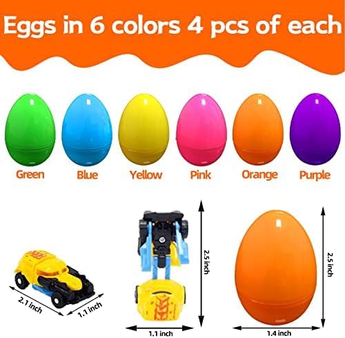 Joy Bang 72 Pcs Easter Eggs with Transformer Toys Inside, Easter Egg Fillers with Glow in the Dark Sticks Basket Stuffers Fillers Toys Party Favors Supplies Gifts for Kids