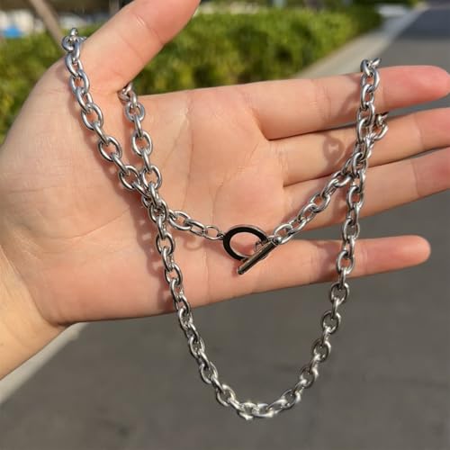 WangGao Stainless Steel Toggle Clasp Chunky Chain Necklace for Women Man,Statement Link T-Bar Clase Choker Necklaces4