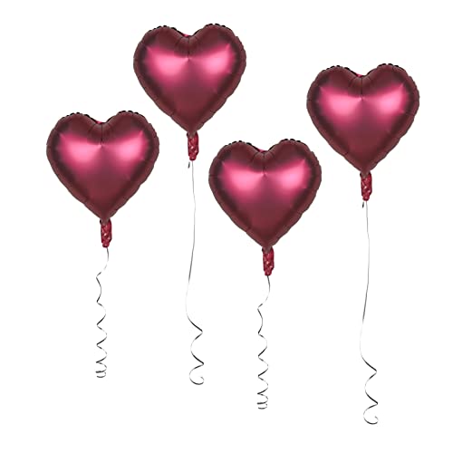 20Pcs Burgundy Heart Shaped Balloons 18" Metallic Foil Mylar Helium Balloons for Valentine's Day, Mother's Day, Women Birthday, Wedding Party Decorations (Metallic Wine Red) by Guzon - Image 2