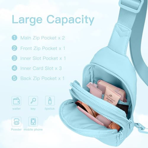 Image of Viverte Quilted Puffer Crossbody Bags for Girls Gifts for Teen Girls Sling Bag Lightweight Cross Body Bubble Purse Shoulder Bag for Travel (Icing Blue)