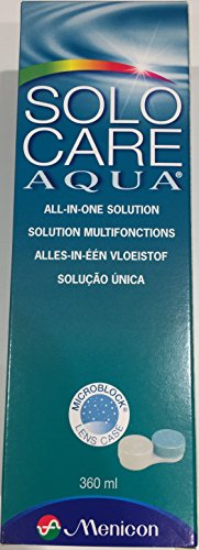 Menicon SoloCare Aqua 1x360ml mit MicroBlock Linsenbehälter (3x360ml) - Kontaktlinsenreiniger