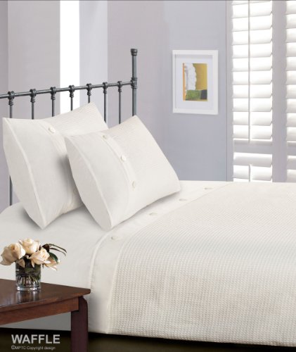 Lusso waffle bianco con tasto King Size biancheria...