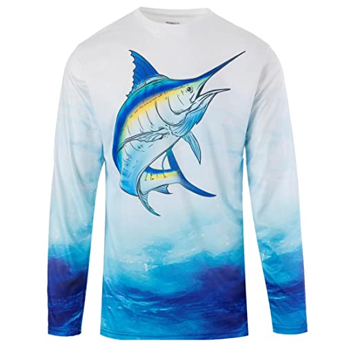 Boys 8-18 White Marlin Water Sport Fishing UPF Performance Shirt