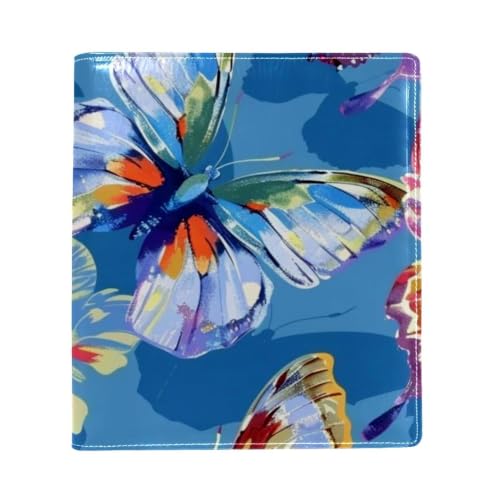 Funda de libro de mariposas en piel sintética reutilizable para cuadernos de 9.8x11 pulgadas