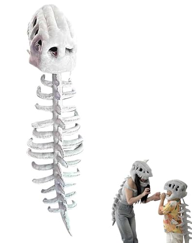 CHMYTEE Dinosaur Skeleton Plush Costume,3D Skeleton Design Dinosaur Skull Outfit,Themed Skull Cosplay Props(Children's)