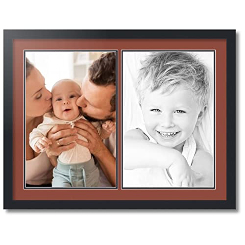 ArtToFrames Collage Photo Frame Double Mat with 2 - 12x18 Openings and Satin Black Frame