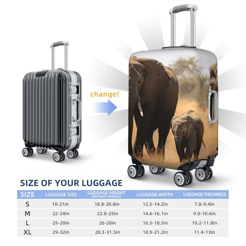 Elastic Travel Luggage Cover for Suitcase Tsa Approved Stretch Scratch-Resistant Suitcase Protector Cover Washable Walking elephants mother and baby Baggage Covers Fits 18-32 Inch Luggage Case2