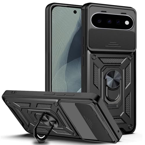 Image of AESTMO Tough Armor Google Pixel 11 Pro Bumper Back Case Cover | Ring Holder & Sliding Camera Shield Cover | 360 Degree Protection Back Case Cover for Google Pixel 11 Pro (Black)