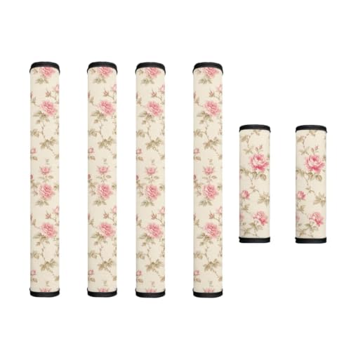 Image of Refrigerator Door Handle Covers Set of 6 Kitchen Electrical Appliances Handle Protector Anti-Slip Fridge Microwave Oven Decor Home Accessories, Rose Beige Pink
