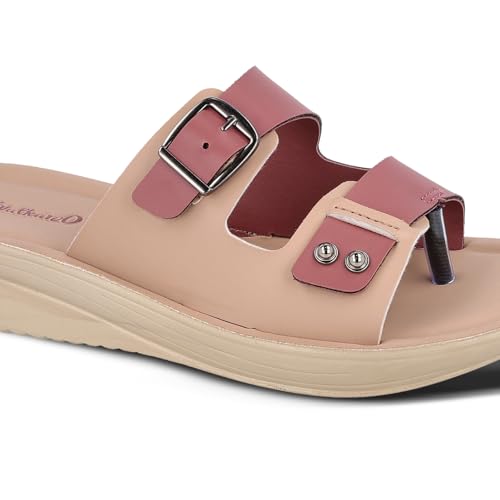 Image of WALKAROO Slip-on Sandals for Women|Lightweight PU Wedge Sole, Comfortable Sandal|Walking, Shopping, Travel, Casual Wear Sandal-WLR74019