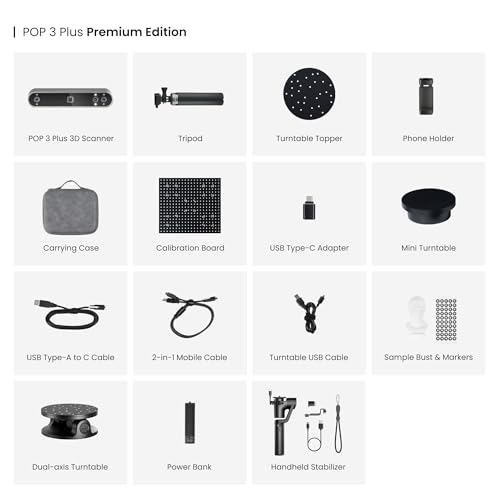 Image of Revopoint POP3 Plus 3D Scanner for 3D Printing, Handheld 3D Printer Scanner 0.04mm Precision, Full-Color Scan for Medium Object, Support for Android /iOS /Win /MacOS, Advanced