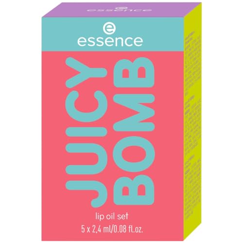 essence JUICY BOMB lip oil set 01, Lippenpflege, Mehrfarbig, acetonfrei, vegan, ohne Mikroplastikpartikel, glutenfrei, 1er Pack (5pcs)