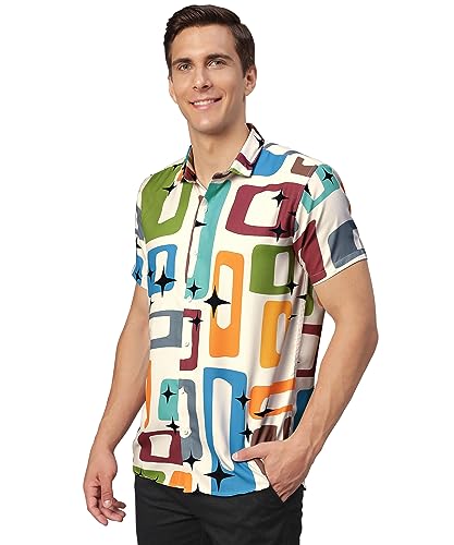 Image of Venisa Men's Cotton Blended Printed Casual Shirt