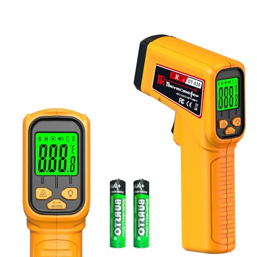 FKM Infrared Thermometer Gun Non-Contact Laser Temperature Gun,-58°F~986°F(-50°C~530°C) AdjustableEmissivity,Digital Thermometer Gun for Industrial,Kitchen Cooking,Oven,Automotive,HVAC,Not for Human