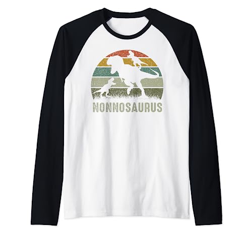 Nonno Dinosaur T Rex Nonnosaurus 2 bambini Family Matching Maglia con Maniche Raglan