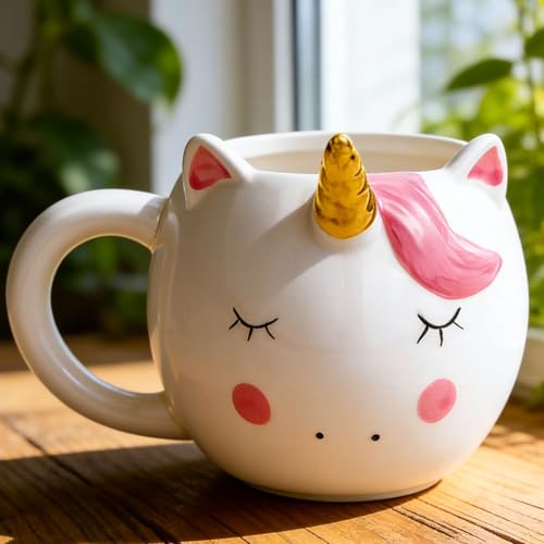 Arawat Unicornio Taza Regalo para Mujeres Grande 500ml Divertido 3D Animal Taza Unicornio Taza Decorativa Dulce Té Taza de café Regalo de cumpleaños para las mujeres Novia Taza de té