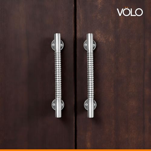 Image of VOLO Main Door Pull Push Handle for Main Entry | Interior Exterior Use | Modern Home Office Door Hardware Pull Handle | (Silver Satin, 8 Inch (200MM), Pack of 2 Piece (K-59))