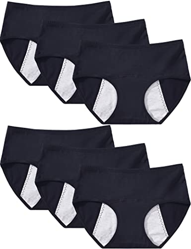 Kiench Teen Girls Period Underwear Leak Proof Panties Cotton 6-Pack