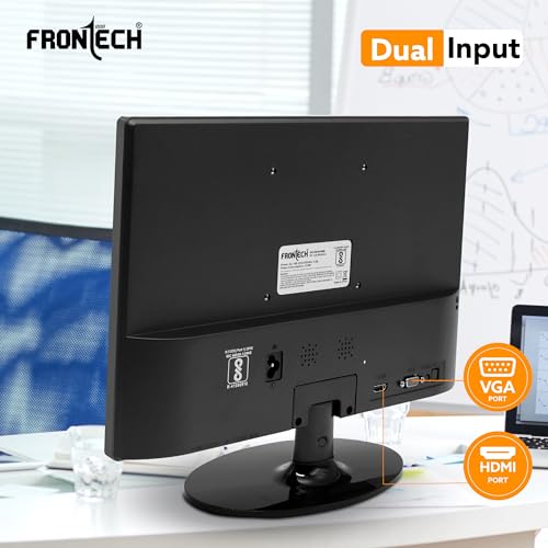 Image of FRONTECH 15.4 Inch HD LED Monitor | Refresh Rate 60 Hz,1280 x 800 Pixels | Wall Mountable Slim Stylish Design with 16.7M Colors | HDMI & VGA Ports, Built-in Power Supply (MON-0068,Black)