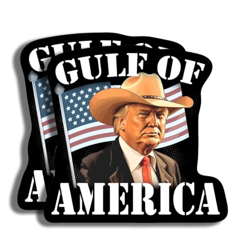 Image of Gulf of America Joke DJT Sticker - Funny Gulf of Mexico Meme Joke Pack - Car Truck Bumper Laptop Flat Surface - 5 Inches 2 Pack - Made in USA - AAS0467 -FBA