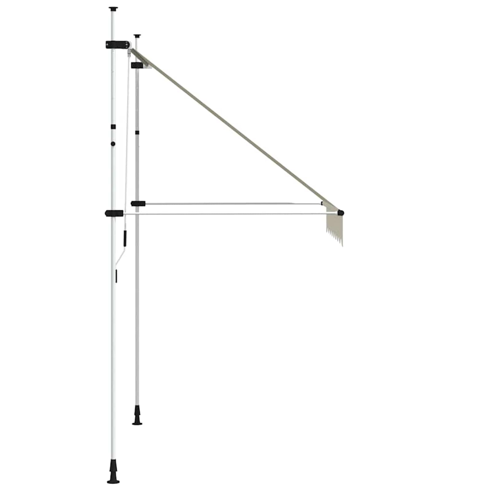 Wysuwana markiza balkonowa, obsługiwana ręcznie, 200 cm, kremowo-biała, balkonowa, bez wiercenia, z korbą ręczną, aluminiowa markiza odporna na promieniowanie UV, regulacja wysokości i