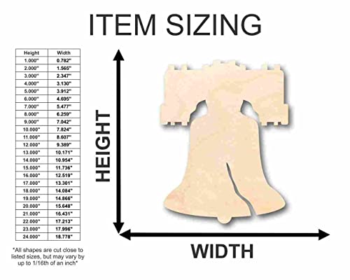 Unfinished Wood Liberty Bell Shape - Patriotic - 4Th Of July - Craft - Up To 24" Diy 3" / 1/4" #TOP2