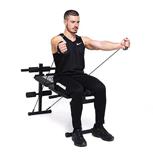 Bodytone - Banco Multiejercicio Plegable para Musculación | Banco para Abdominales Reclinable | 4 Posiciones de Inclinación y 4 Posiciones de Altura | DB1