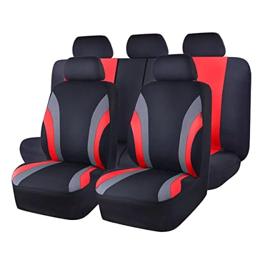 CAR PASS Line Rider Sporty Cloth 11PCS Universal Fit Car Seat Cover -100% Breathable with 5mm Composite Sponge Inside,Airbag Compatible,3zipper Bench(Full Set, Black and Red)