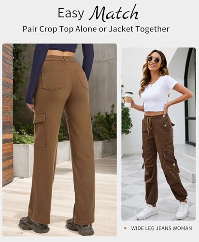 Womens Wide Leg Jeans, High Waisted Baggy Straight Leg Jeans, Trendy Y2K Stretchy Cargo Pants for Daily Wear4