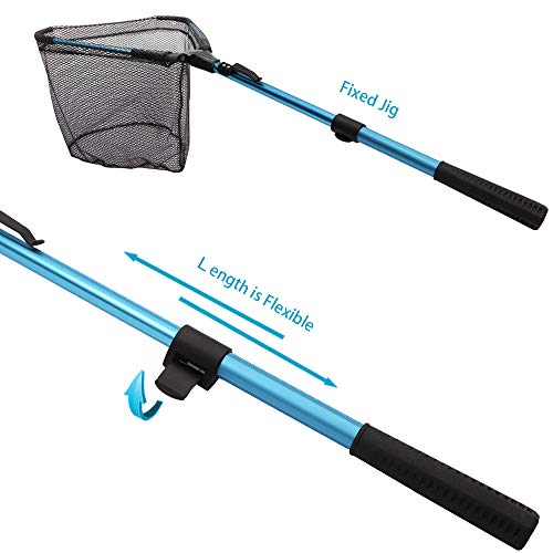 Yvleen Folding Fishing Net - Foldable Fish Landing Net Robust Aluminum Telescopic Pole Handle And Nylon Mesh 16Inch Hoop Size #TOP5