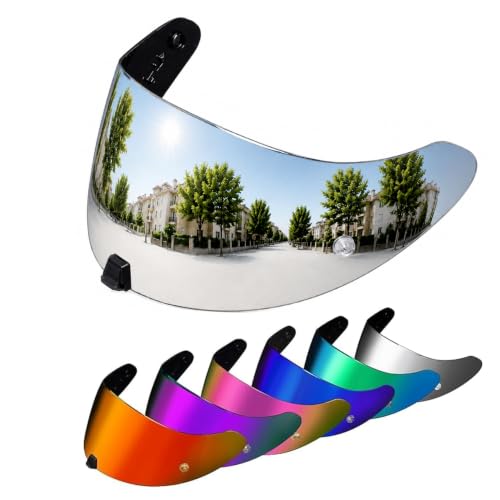 Image of PSLER Helmet Visor for R420 - R420 Helmet Visor Helmet Face Shield Helmet Accessories Replacement for R420,Silver-Mirror