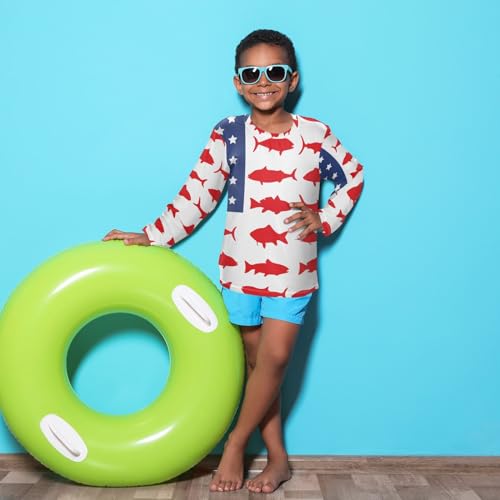 Aflyko Festive Boys' Rash Guard Shirts Xmas UPF 50+ Sun Protection Swim Shirt 3-12T3