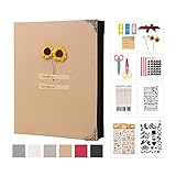 DIY Photo Album Scrapbook 8.5x11 Inch Hardcover 3 Ring Black Scrapbook Paper 60 Pages Many Scrapbooking Supplies Scrapbooking Kit for Lovers, Friends ,Baby,Anniversary(Brown)
