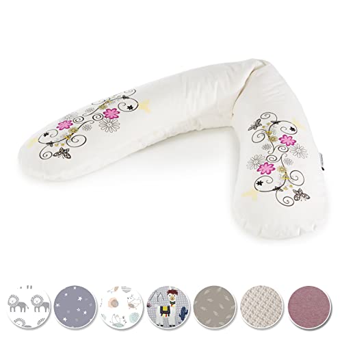 Theraline Coussin de Grossesse et d'allaitement Original 190 cm - Coussin de positionnement latéral - Coussin d'allaitement Micro-Perles - avec Housse de...