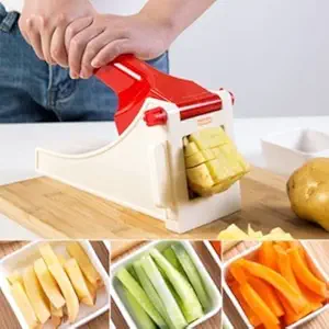 Solitude Plastic French Fries Maker Tater Slicer & Vegetable Cutter Manual French Fry Cutter, Potato Cutter Stainless Steel Potato Slicer Chopper Fruit Vegetable (Pack of 1)
