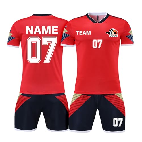 LAIFU Custom Soccer Jersey, Personalized Name,Team Name,Number,Logo Soccer Kits Red