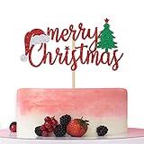 Merry Christmas Cake Topper, Be Merry, Christmas Cake Decoration, Winter Festive Party Decor Red Gli