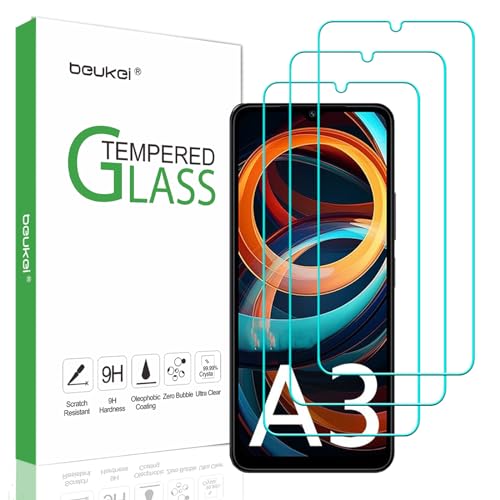 beukei (3 Pack) Designed for Xiaomi Redmi A3 / Redmi A3X Screen Protector Tempered Glass,Touch Sensitive,Case Friendly, 9H Hardness