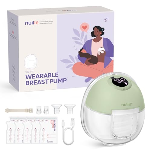 Nuliie Elektrische Milchpumpe Freisprecheinrichtung S32 tragbare Milchpumpen 4 Modi 9 Stufen 24 mm bequemer Flansch privater Ersatzzubehör enthalten (1 Pack Green)