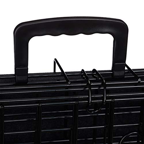 Relaxdays Hundekäfig, Faltbare Hundetransportbox Auto, Welpenkäfig, 2 Türen, Bodenschale, Drahtkäfig Metall, M, Schwarz