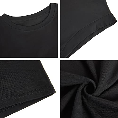 Women's Cap Sleeve Tank Top Crew Neck T Shirts Loose Fit Basic Summer Casual Tee Tops Black by Fazortev - Used condition - Image 5