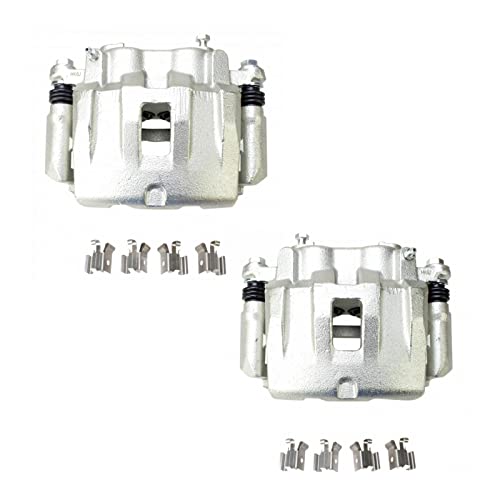 Image of TRQ Front Brake Caliper Set Zinc Coated Brackets Hardware Compatible with 1999-2004 Jeep Grand Cherokee