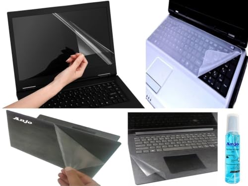 Image of Anjo 5 in 1 Combo Of 14 Inch & 16:9 Display Aspect Ratios Laptop Screen Protector, KeySkin, Body Lamination Trackpad & Lid (Transparent) & Cleaner