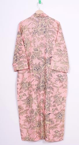 Image of Pure 100% Cotton Robe For Womens Bathrobe Dressing Gown Long sleepwear Free Size Kimono